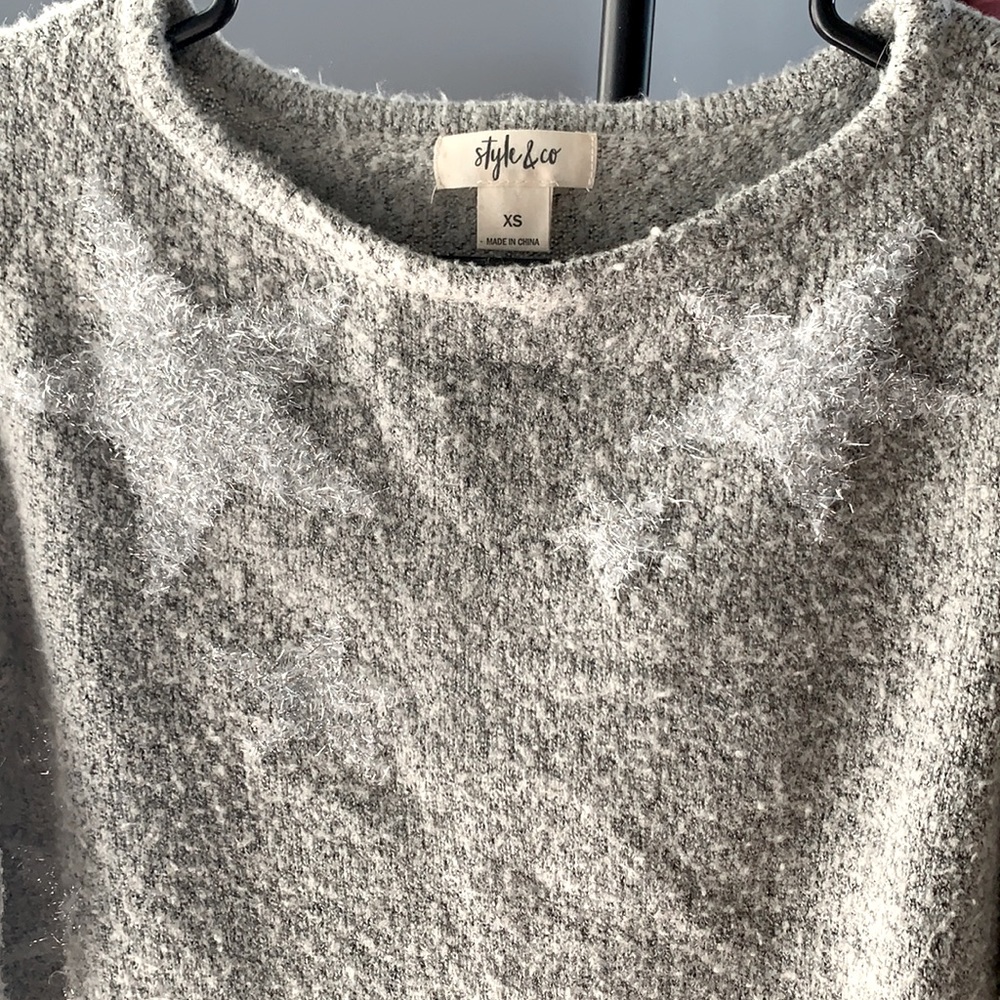 Oversized gray star sweater
